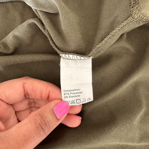 Women's Top Short Sleeves Tshirt Olive Green Tee Shirt Blouse Size OXL - Picture 7 of 8